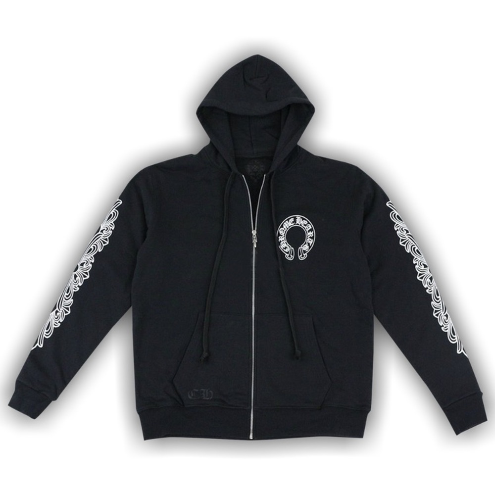 Chrome Hearts Horseshoe Floral Cross
Sleeve Zip Up Hoodie